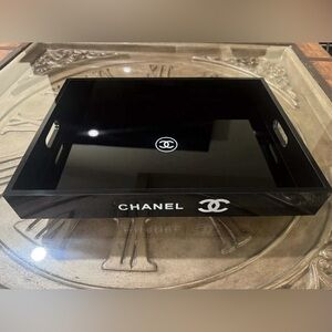 Authentic CHANEL Glossy Black Tray with Logo